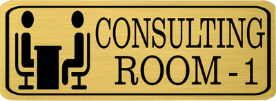 Klowage CONSULTING ROOM - 1 High Grate Gold Colour Acrylic Sign Board Emergency Sign(Reflective Sign)