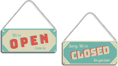 DELWOR We're Open Come In, Sorry, We're Closed See You Later Emergency Sign
