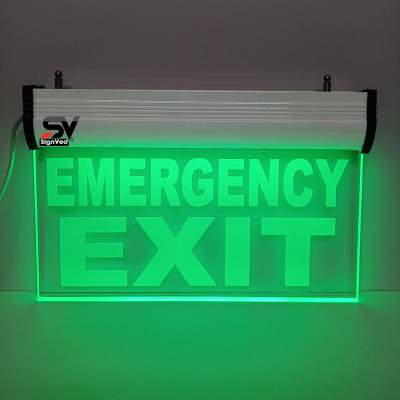 Signved LED Emergency Exit Light, Rechargeable with Free Hanging Chain, Acrylic Signage Emergency Sign