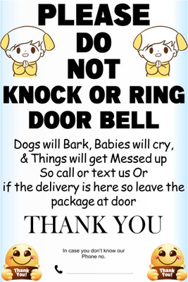 surmul Please Do Not Knock Or Ring The Bell Sun Board For House & Home 12x18 Inc Emergency Sign