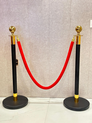 seven star decor Stainless Steel Q-Manager with Red Velvet Rope for Events, Hotels Set of 2 Poles Emergency Sign(Reflective Sign)