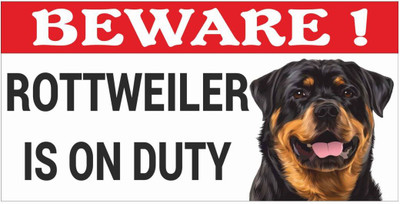 Tatmods Beware Rottweiler Is On Duty Sign Board Dog Warning Board for 12x8 Inch Emergency Sign