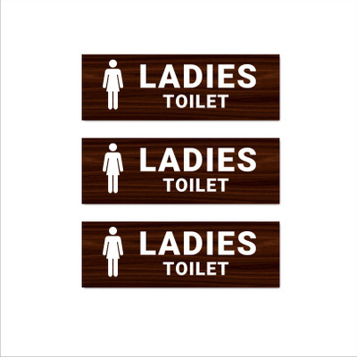 Mindcraftz Ladies Toilet signboard wood texture Emergency Sign(Reflective Sign)