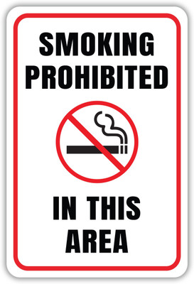 Packgen No Smoking Area 12x18 Inch Emergency Sign
