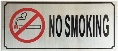 DEZIINE 1 pcs 'NO Smoking' Self Adhesive Stainless Steel Metal Signage Board Large . Emergency Sign