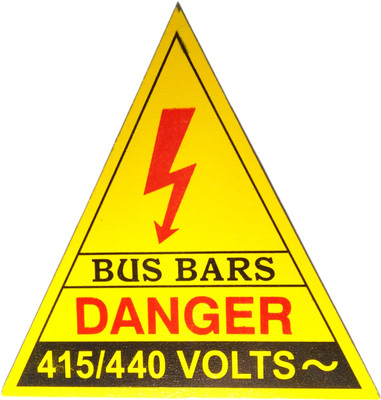DY-NISTIC BUS BARS DANGER 415/440 VOLTS~ 11CM X 9.9CM X 11CM (5 Aluminium Sticker Pack) Emergency Sign