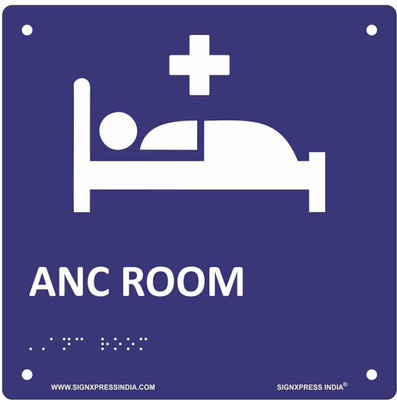 Signxpress ANC Room Braille Signage Self Adhesive For Hospital Nursing Home 20x20 Cm Pack Emergency Sign