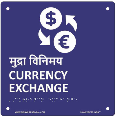 Signxpress Currency Exchange Sign Board Acrylic Braille Signage Emergency Sign