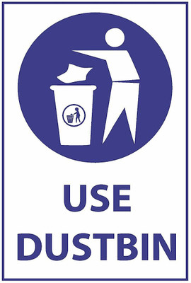 stylishdecor USE DUSTBIN Emergency Sign(Reflective Sign)