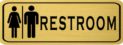 Klowage RESTROOM High Grate Gold Colour Acrylic Sign Board Emergency Sign(Reflective Sign)
