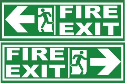 voorkoms Fire Exit Left And Right Sign Board For School, Colleges, Sunboard 8x2.6 Inch Emergency Sign