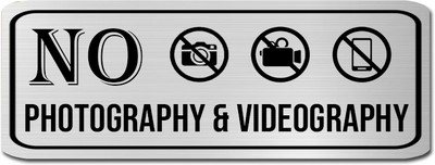 Klowage No Photography & Videography High Grate Silver Colour Acrylic Sign Board Emergency Sign(Reflective Sign)