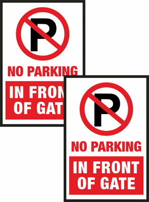 Happy Customise No Parking in Front of Gate Adhesive Sticker Set Of 2 Emergency Sign