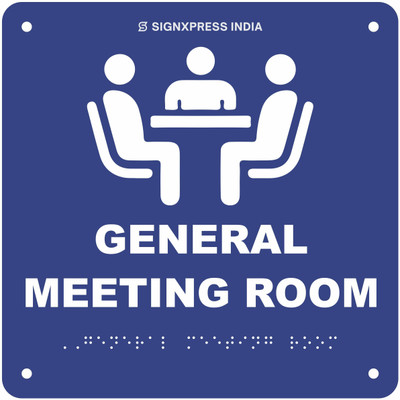 Signxpress General Meeting Room, Acrylic Braille signage board self-adhesive Pack of 1 pc Emergency Sign