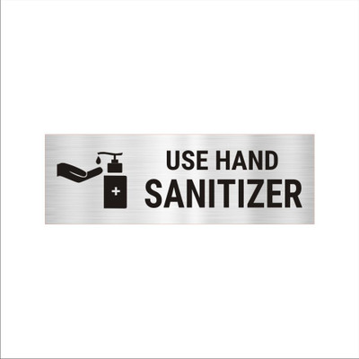 Mindcraftz Use Hand Sanitizer Acrylic Signboard 12 x 4 inches Medium Size Silver Emergency Sign(Reflective Sign)