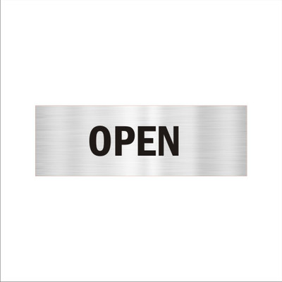 Mindcraftz OPEN Acrylic Signboard 12 x 4 inches Medium Size Silver Black Emergency Sign(Reflective Sign)