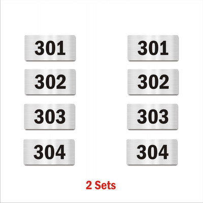 Mindcraftz Third Floor Four Door Numbers Silver color 2mm thick Acrylic Board Pack of 8 Emergency Sign
