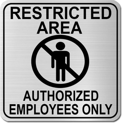 Klowage Restricted Area EMPLOYEES ONLY High Grate Silver Colour Acrylic Sign Board Emergency Sign(Reflective Sign)