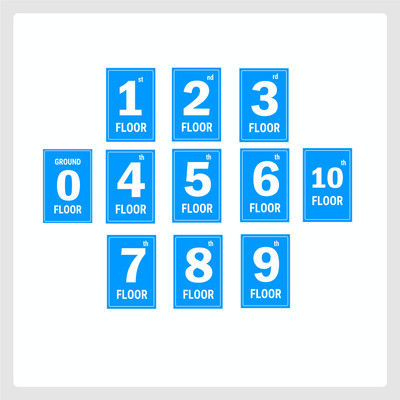 Mindcraftz Ten Floors Lifts Lobby Stair case Acrylic Sign Board Blue Emergency Sign