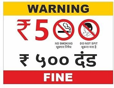 Mojopix No Smoking Do Not Spit warning sign board Print On 5mm Thick–9x12 inch Sunboard Emergency Sign(Reflective Sign)