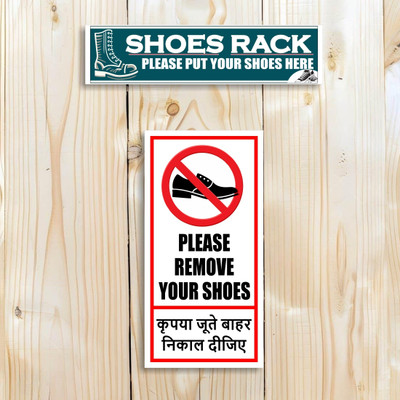 Ordershock Shoes Rack And Please Remove Your Shoes Sign Board For Temple, House & Room Emergency Sign