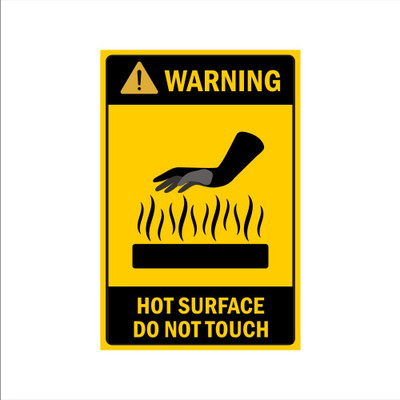 Mindcraftz Warning Hot Surface Do Not Touch Acrylic Sign Board Single Yellow Color Emergency Sign