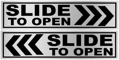 Buzzhub Buzzhub Slide to Open Sticker Sign (8x4 Inch) – Metal Look Vinyl Label fo Emergency Sign