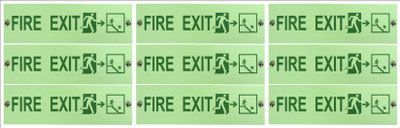 Edu10ment.in Glow Dark FIRE EXIT Run Right Clockwise Downstairs Sign Board Backlite Material Emergency Sign(Reflective Sign)