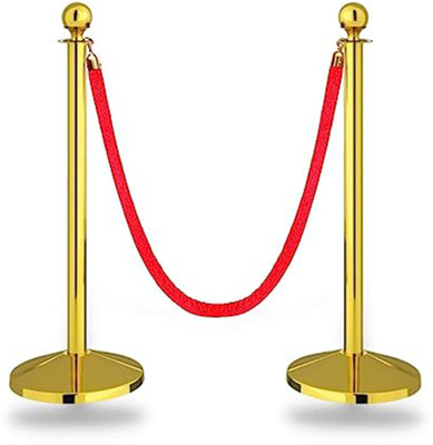 Kunplast Elevating Elegance with Stainless Steel Golden Q Manager Barricade, 2 pole 1 rope Emergency Sign(Reflective Sign)