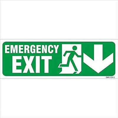 Mojopix Emergency Exit Sign Board – 12x4Inch, 5mm for Office & Hospital Emergency Sign(Reflective Sign)