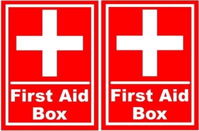 komstec First Aid Box Sign Board For School, Colleges, Mall Sunboard 4.5x3.4 Inch Emergency Sign