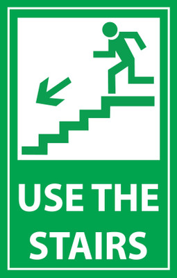WallDesign Use The Stairs Sign Board 7 in x 11 in For Buildings Offices Wedding Halls 5mm Emergency Sign