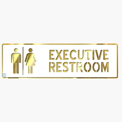 Feeling Well EXECUTIVE RESTROOM SIGN WHITE GOLD Self adhesive Emergency Sign(Reflective Sign)