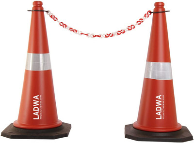 Ladwa 750mm Road Traffic Cone, Pack of 2 with 2m Chain & 2 Hooks, Reflective Collar Emergency Sign(Reflective Sign)