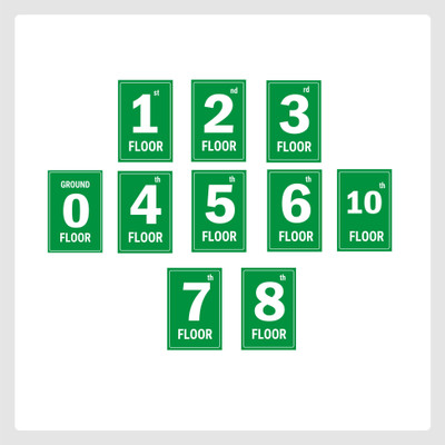 Mindcraftz Ten Floors Lifts Lobby Stair case Acrylic Sign Board Green Emergency Sign