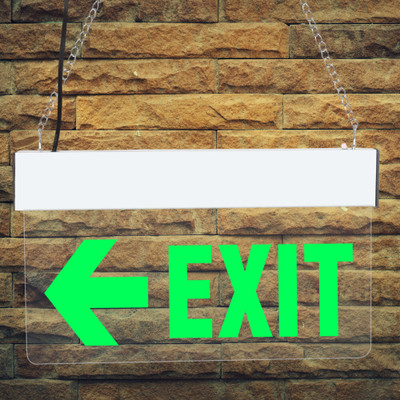 Bluebeems Green LED Light Sign Board - EXIT with Left Arrow I 12X6Inch - 1 Pcs Emergency Sign(Reflective Sign)