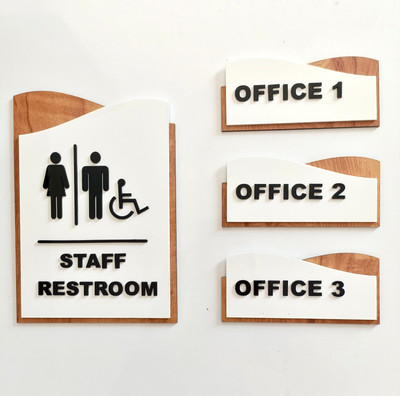 Relvin decor Office & Restroom, Door Signs – 3D Acrylic, with shelf adhesive, stf room, office 1 \ 3 Emergency Sign(Reflective Sign)