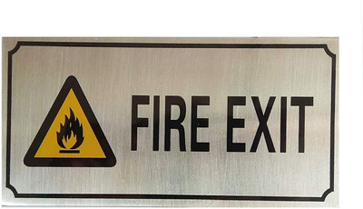 KRAFTMASTERS 1 Pcs 'FIRE EXIT' Self Adhesive Stainless Steel Signage Board Large Emergency Sign