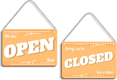 DELWOR We Are Open Now, Sorry We're Closed See u later Emergency Sign