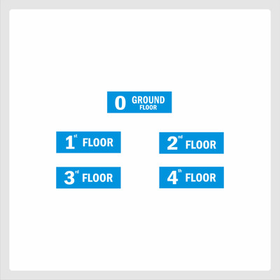 Mindcraftz Four Floor Lifts Lobby Stair case Blue color Pack of 5 Emergency Sign