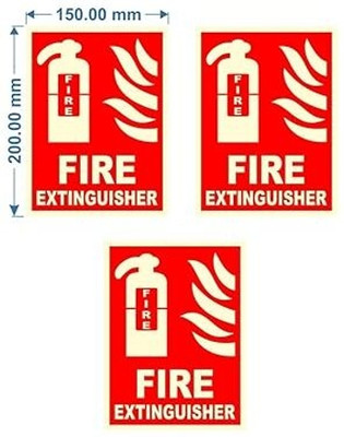 Being Safe Fire Extinguisher Night Glow Signboard On PVC Sunboard 3 mm Size-200mm X 150mm Emergency Sign