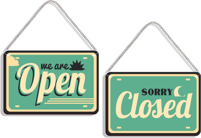 DELWOR We Are Open, Sorry Closed Emergency Sign