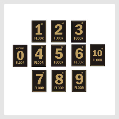 Mindcraftz Ten Floors Lifts Lobby Stair case Acrylic Sign Board Gold Emergency Sign