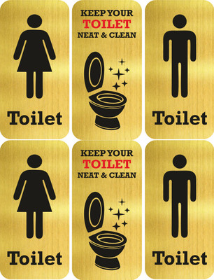 Happy Customise Men and Women Toilet Adhesive Sticker Pack Of 2 Emergency Sign