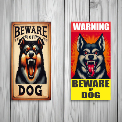 surmul Beware of Dog And Warning Beware Of Dog Sign Board For Security Cabins Emergency Sign
