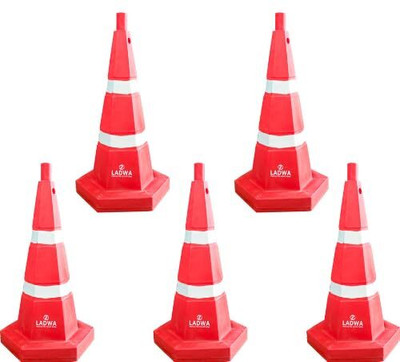 Ladwa 750 mm Heavy Base Traffic Safety Cone With 2 Reflective Strip Emergency Sign(Reflective Sign)