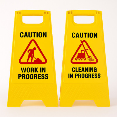 SOLACE HYGIENE Work in Progress & Cleaning in Progress signboard for Commercial Uses Emergency Sign(Reflective Sign)