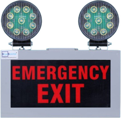 Bluebeems Red LED Sign Board with Halogen Light – EMERGENCY EXIT I Wall Mounting Boards Emergency Sign