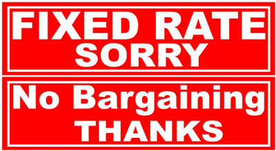 surmul Fixed Rate Sorry No Bargaining Thanks Sign Board For Shop, Sunboard 5.2x2.1 Inch Emergency Sign