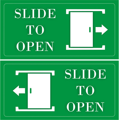 GOODPRINTZONE Slider Door Sticker Signage Green Color Size 3X6 Inch Pack Of 6 Pcs Emergency Sign